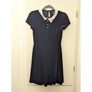 Wednesday Addams Black Velvet Peter Pan Collar Dress With Button Detail Hot Topi